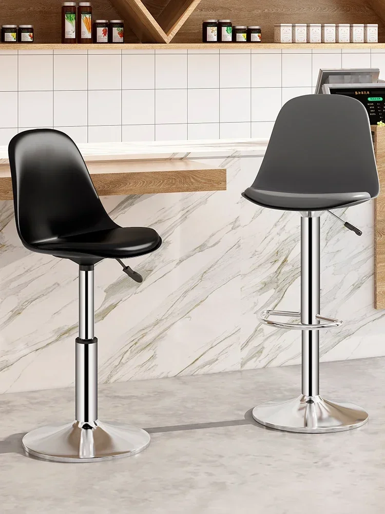 Bar chair lift bar chair modern minimalist high footed stool household rotating bar chair front desk cashier backrest  stool image 4