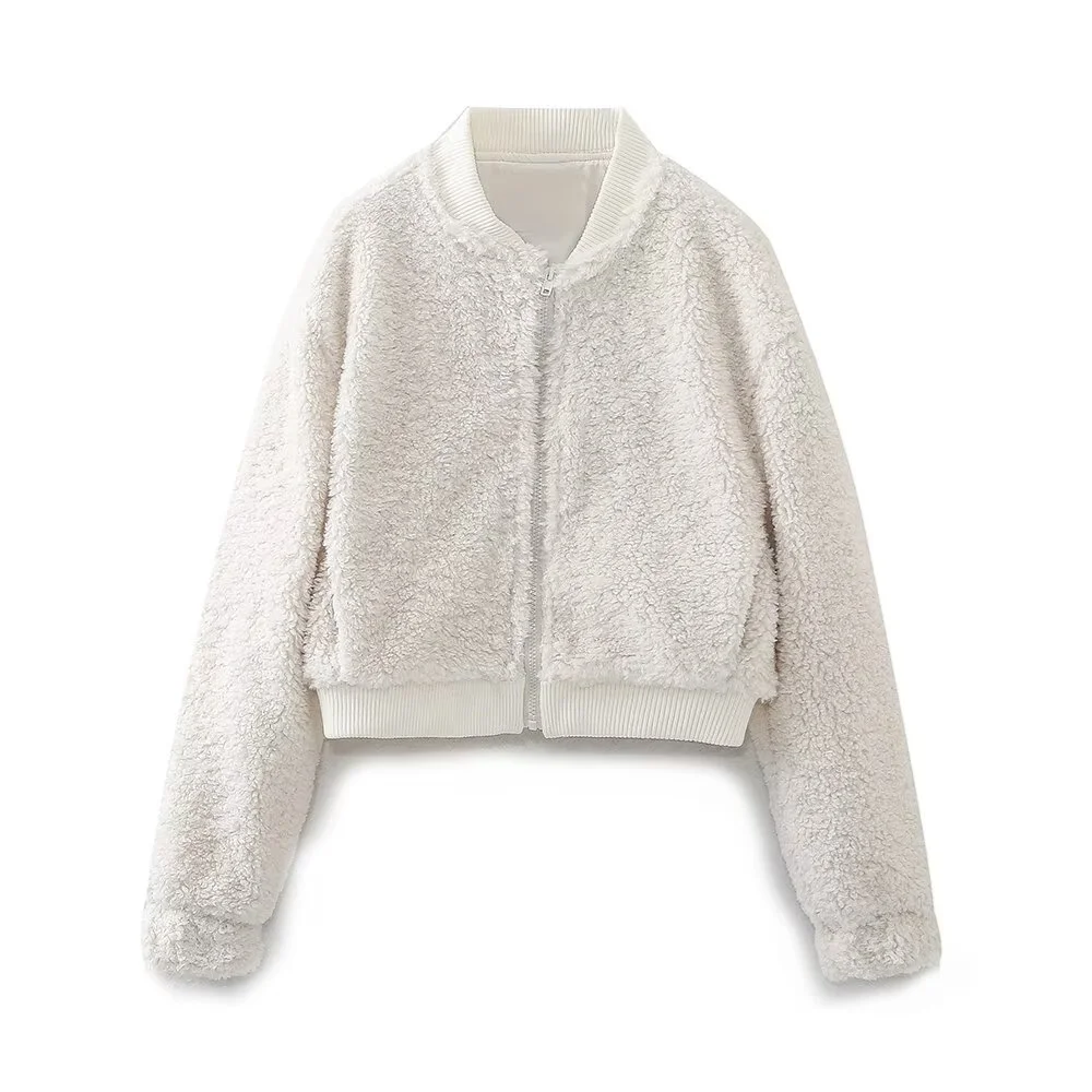 

Autumn New Women's Fashion Leisure Versatile Artificial Fur Effect Short Pilot Jacket Coat