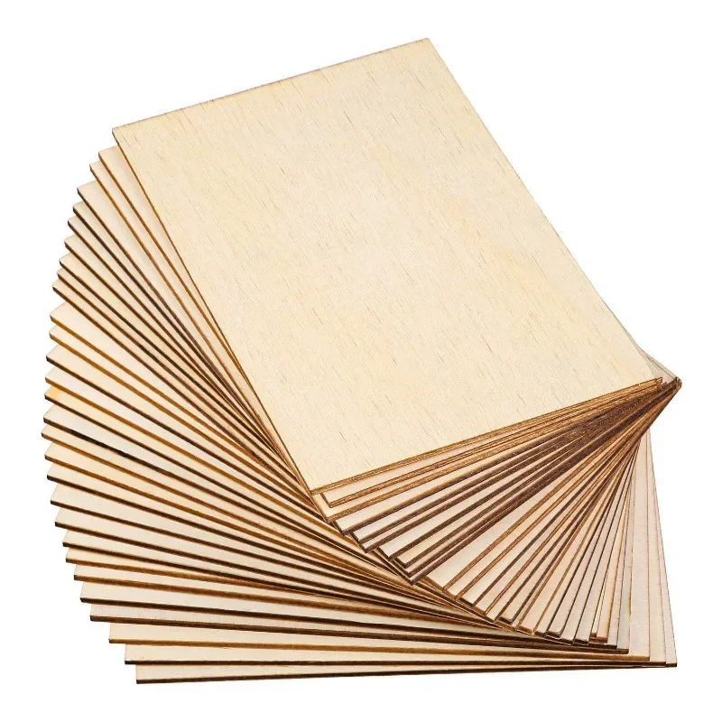 15Pcs 6X4in/15X10cm Rectangle Unfinished Wood Sheets for Crafts House Aircraft Ship Boat Arts, School Projects, DIY Wooden