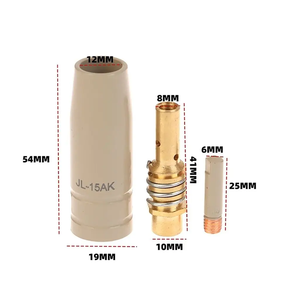 3Pcs/Set 0.8/1.0/1.2mm 15AK Welding Torch Nozzle Aviation Aluminum New Coating MIG Torch Nozzle Tip Protection