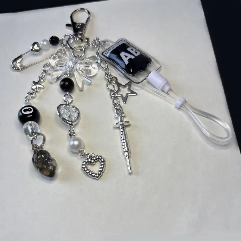 Keychain Bag Pendant DIY Gift Y2K Girl Women Men Decorations Cosplay Punk Skeleton Blood Type Vampire Diarles