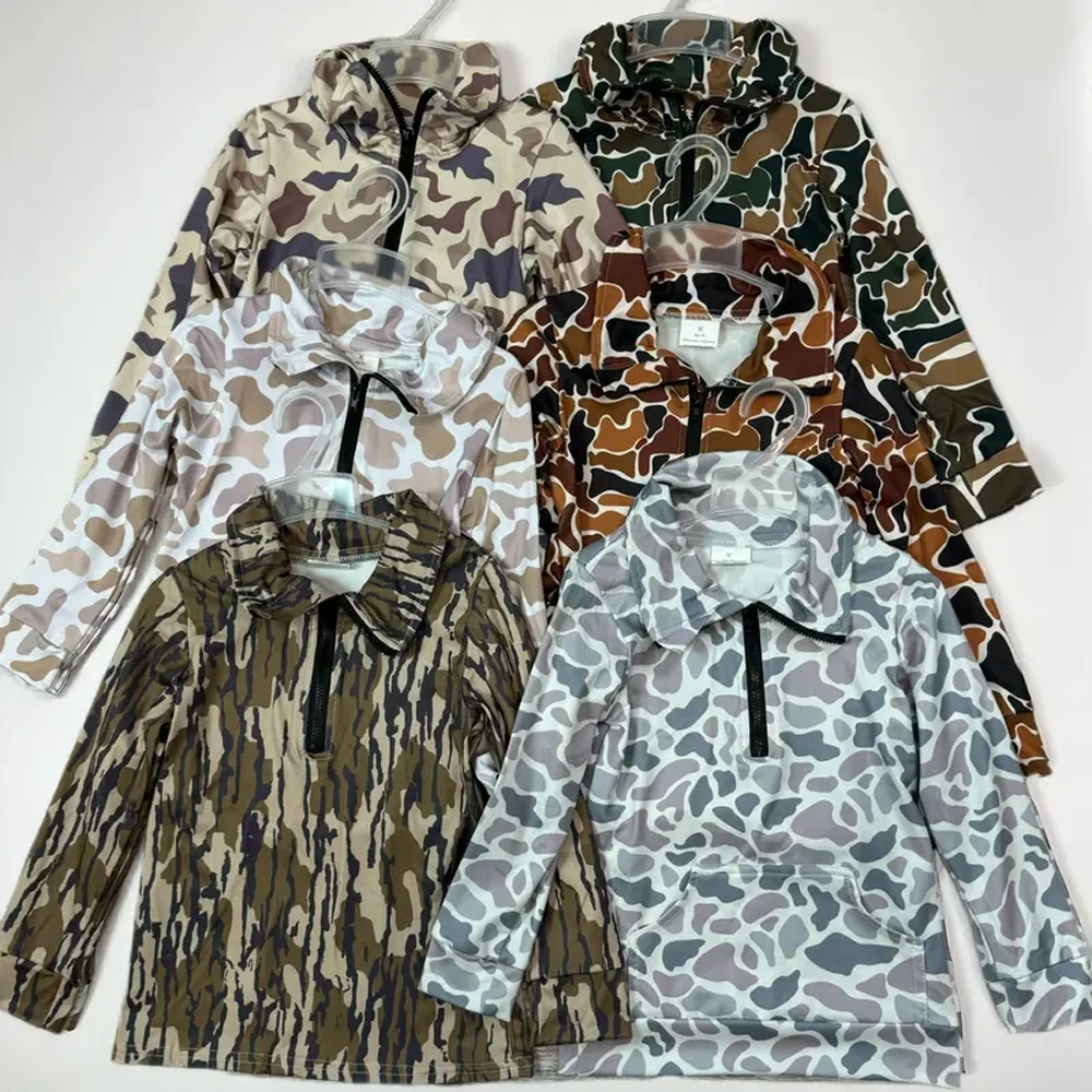 

z1018-01 BT0810 Wholesale Summer baby boy clothes Matching camouflage zippered long sleeve top Boutique kids clothes boys