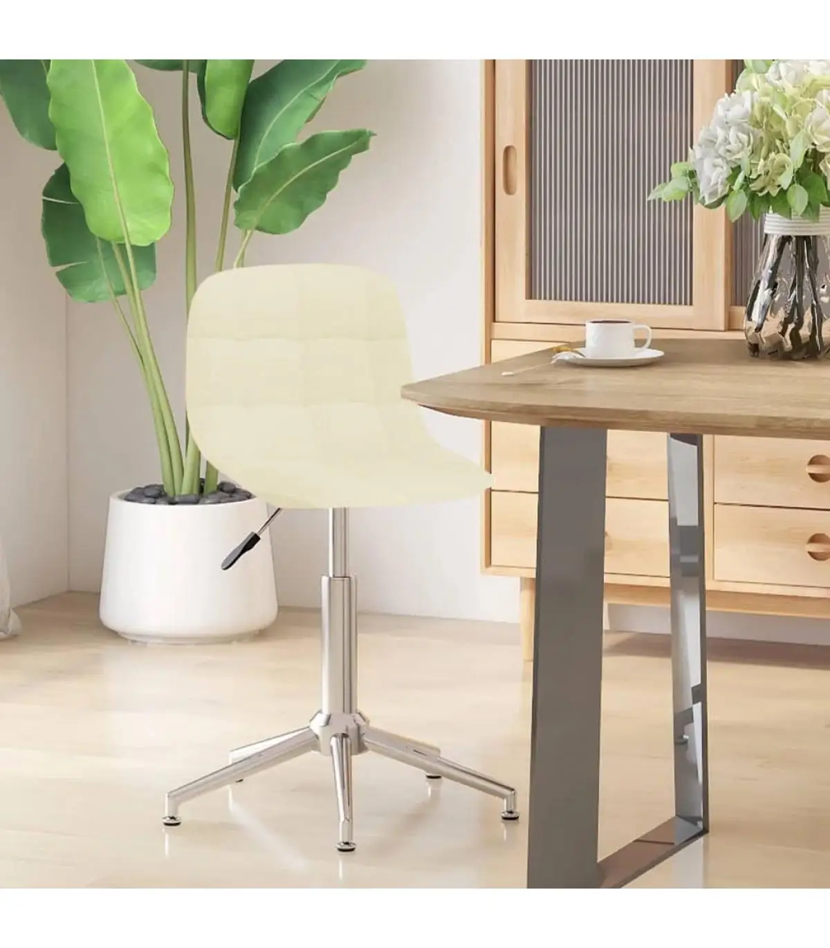 Dining chairs cream cloth swivel dining chair