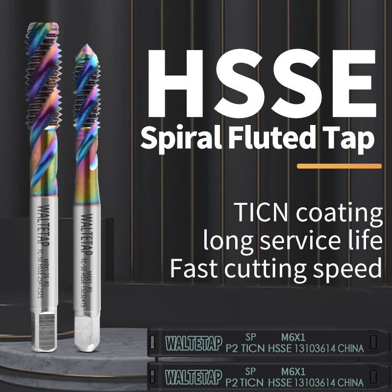 WALTETAP HSSE-M35 Стандартный спиральный рифленый метчик JIS M1 M1.2 M1.6 M1.4 M2 M3 M4 M5 M6 M8 M10 M12 - М24 Машинные метчики с резьбой