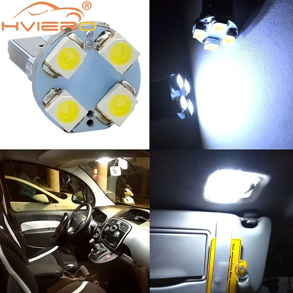 10X White W5W T10 Bulbs 1210 3528 4 Smd Auto Led Canbus Signal Corner Light Bulb Door Lamp Reading Interior Lighting Car Styling