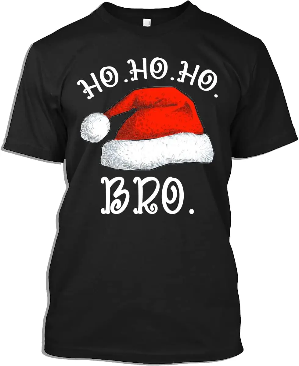 Christmas Tshirt Ho Bro Christmas Santa Hat Funny Xmas Brother Family Pajamas Gift Tshirt For Men Women