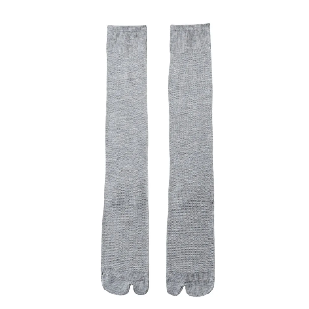 

Мягкие однотонные гольфы, сетчатые носки JK с рюшами и двумя пальцами, дышащие ультратонкие длинные носки до середины икры, уличная одежда