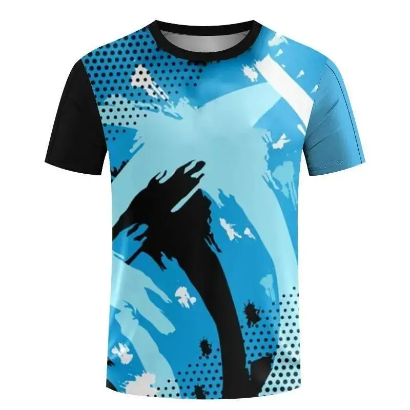 Спортивная футболка для настольного тенниса, повседневная футболка с 3DT с короткими рукавами, быстросохнущая и дышащая футболка, мужские и женские рубашки, детская футболка