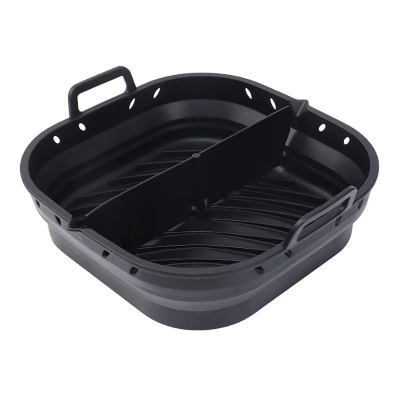 New 8.5inches Square Shape Silicone Air Fryer Liner with Divider Air Fryer Basket 5QT and Larger Airfryer Basket Liner Inserts