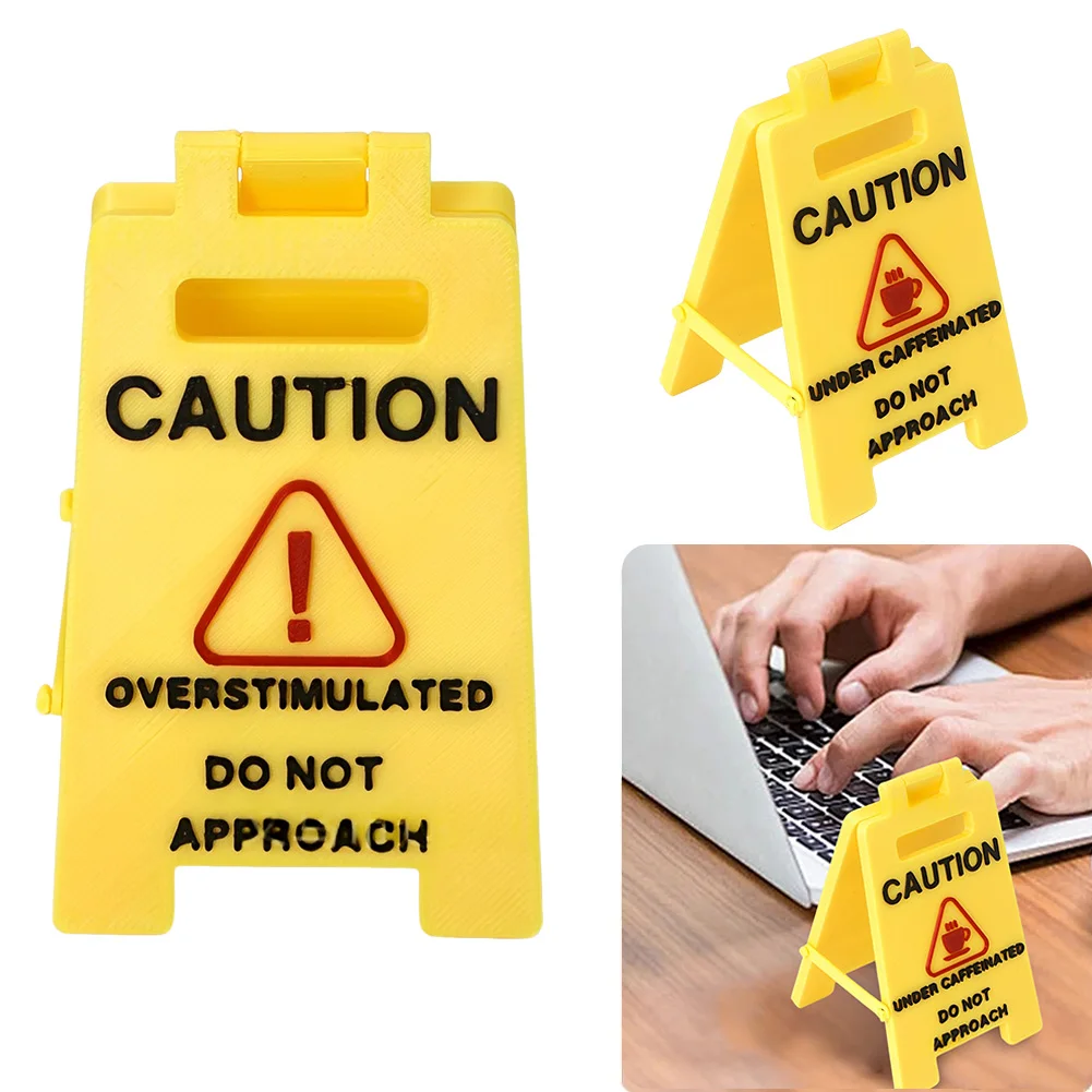 Caution Overstimulated Desk Sign Desk Caution Sign Decorative Do Not Approach Table Sign Mini Warning Caution Sign For Gag Gift