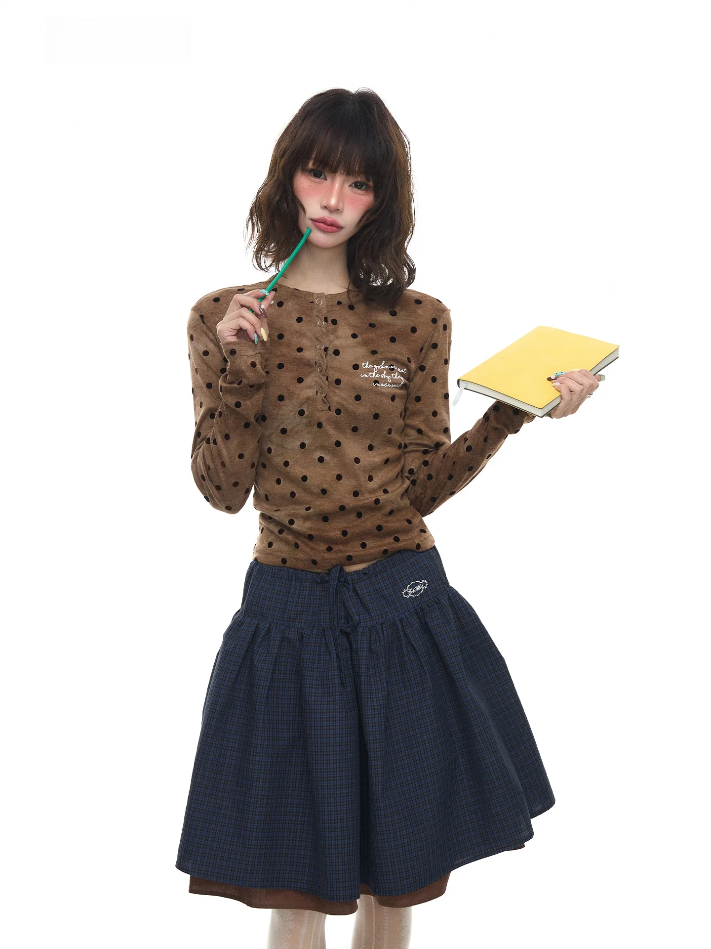 

Slim Fit Long Sve T-irt Women's ort Sle American Vintage Polka Dot Base Layer irt Inner Wear Top ASTRSK Brand