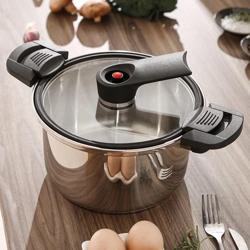 Thickened 304 Stainless Steel Micro Pressure Pot, Large Capacity Multi Cooker for Soup, Gas & Induction Cooker Compatible