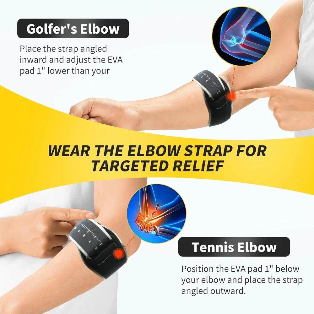 Codera DE TENIS piezas, banda de soporte ajustable para antebrazo con almohadilla extraíble para deportes, Bursitis, golfistas, Tendinitis, alivio del dolor, 1 unidad