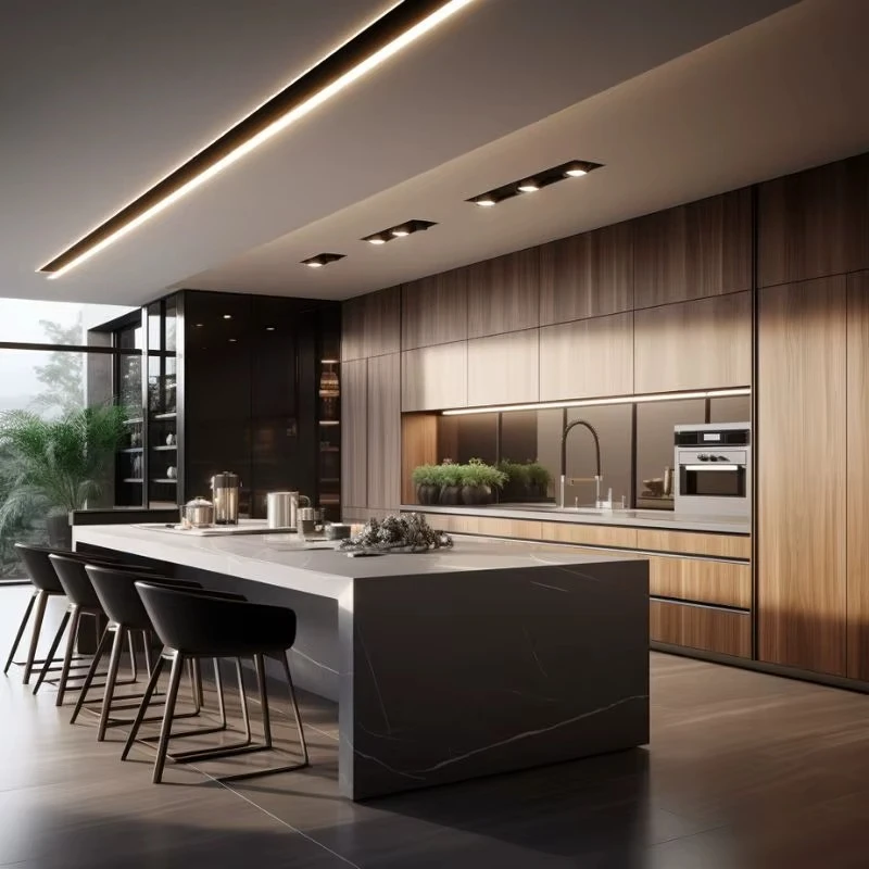 Modern Modular Kitchen Cabinet Set Eco-Friendly Fireproof Materials Complete Sink Custom White Stylish Design for Small Homes