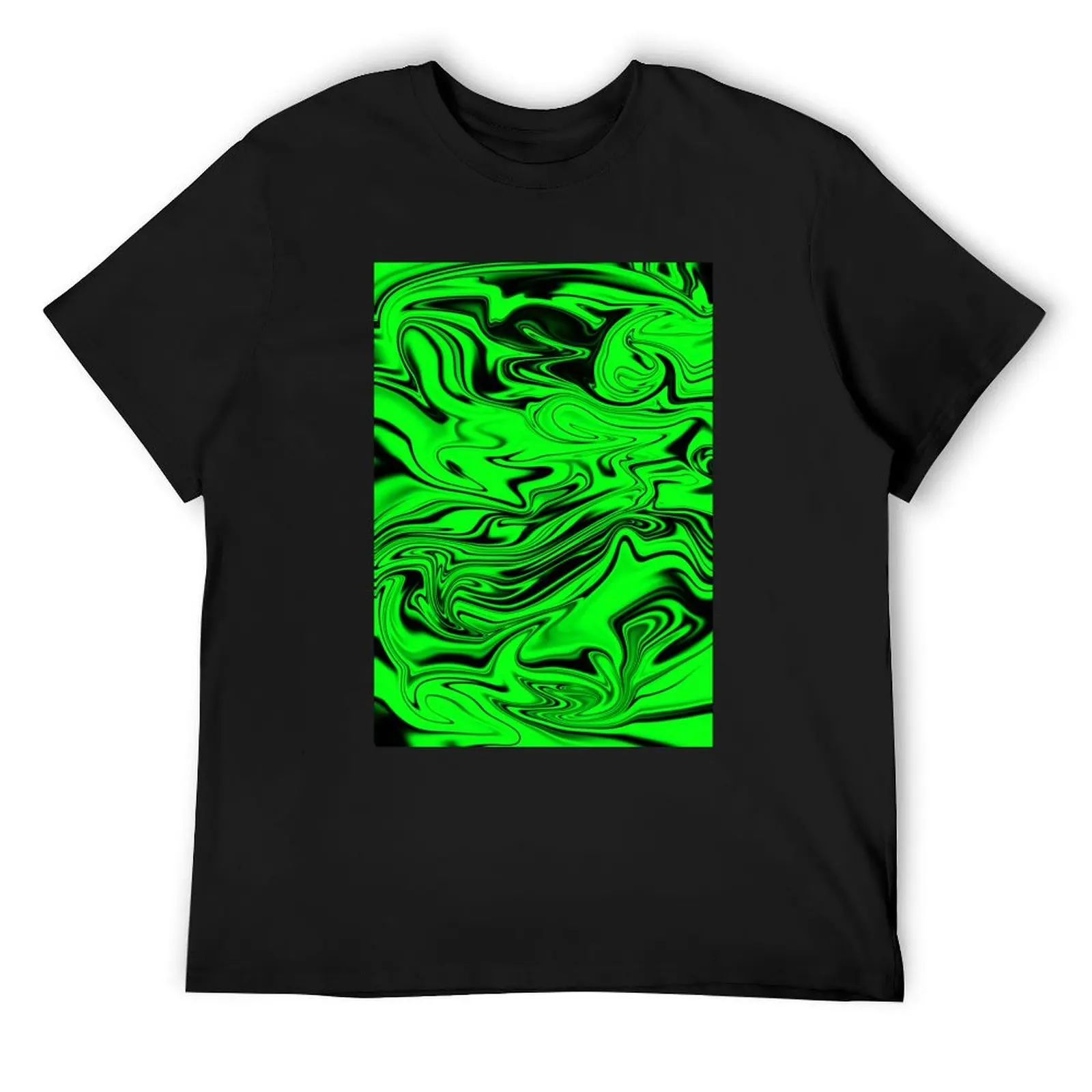 

black and green marble pattern T-Shirt korean fashion heavyweights men t shirts high quality