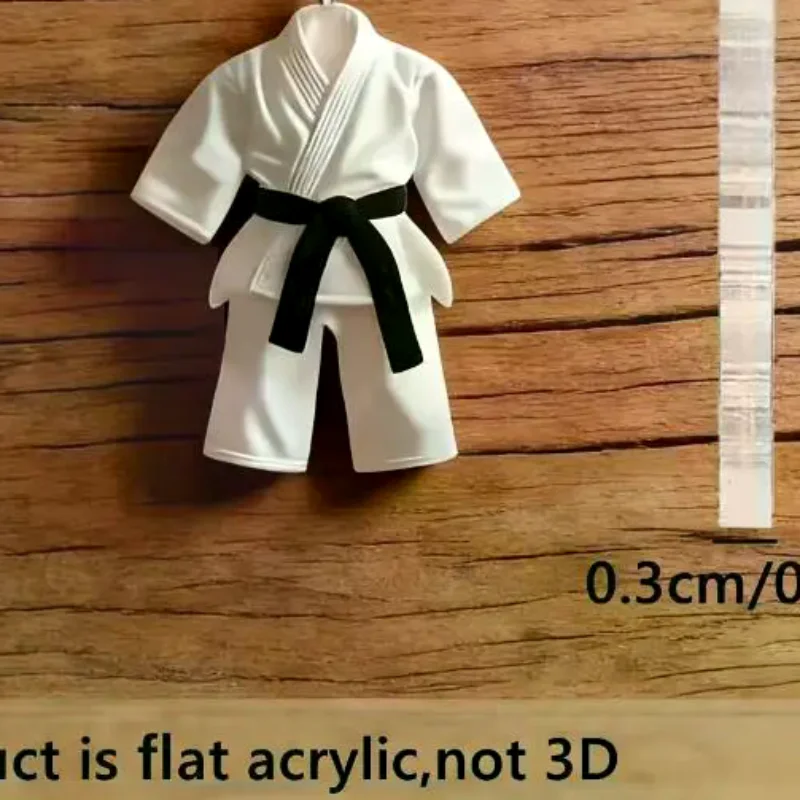 Taekwondo 2D Flat Keychain Acrylic Sports Uniform Pendant Charm for Training Souvenir Small Gift
