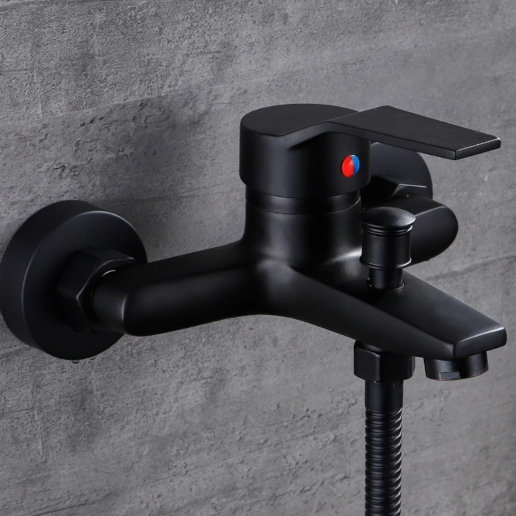 

Настенные смесители для ванны и душа, бытовой смеситель для ванны, многофункциональный выпускной смеситель для горячей и холодной воды, черный смеситель для ванной комнаты