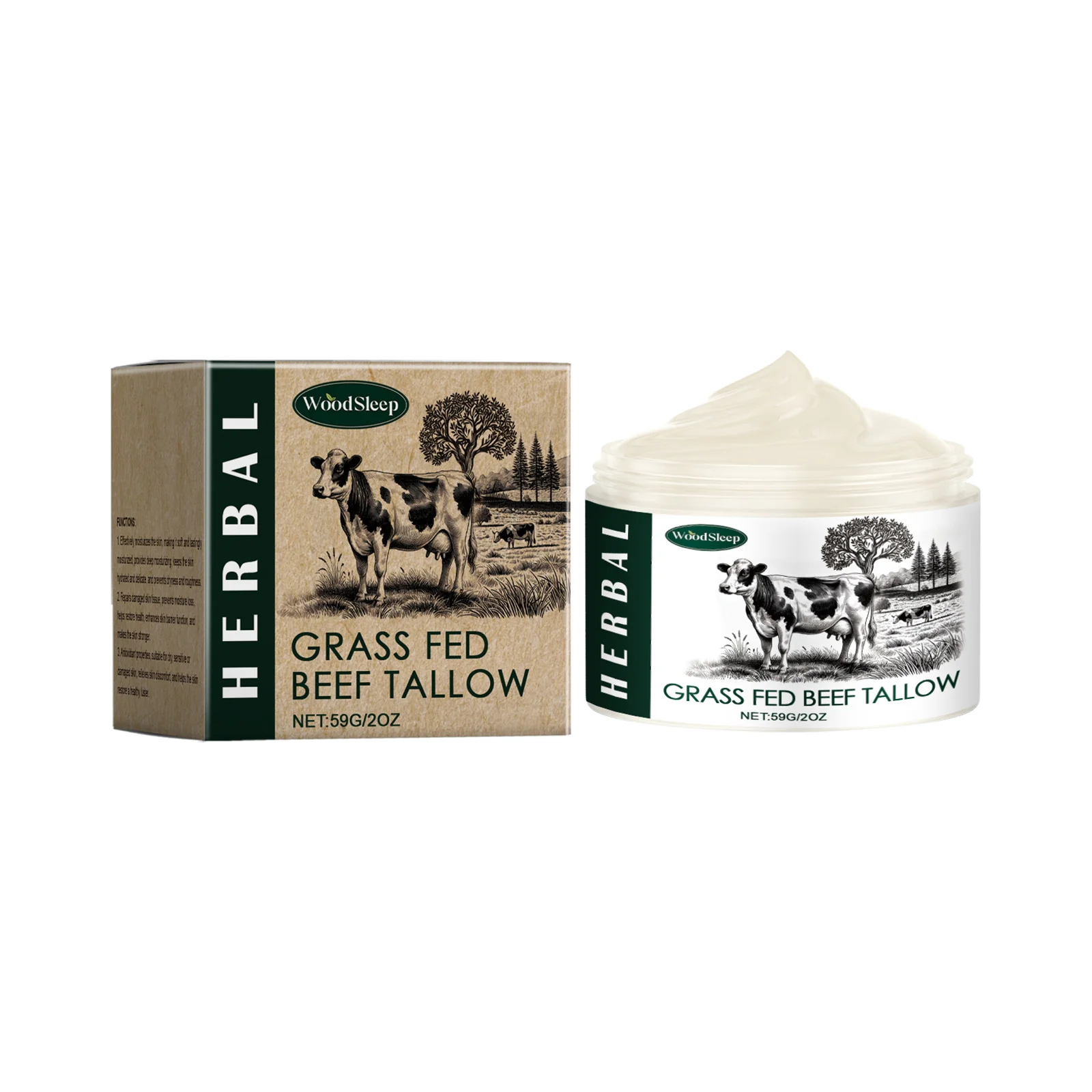 Beef Tallow Face Moisturizer Cream Honey Balm Soothing Redness Improve Dryness Finished Whipped Face Cream For Sensitive Skin