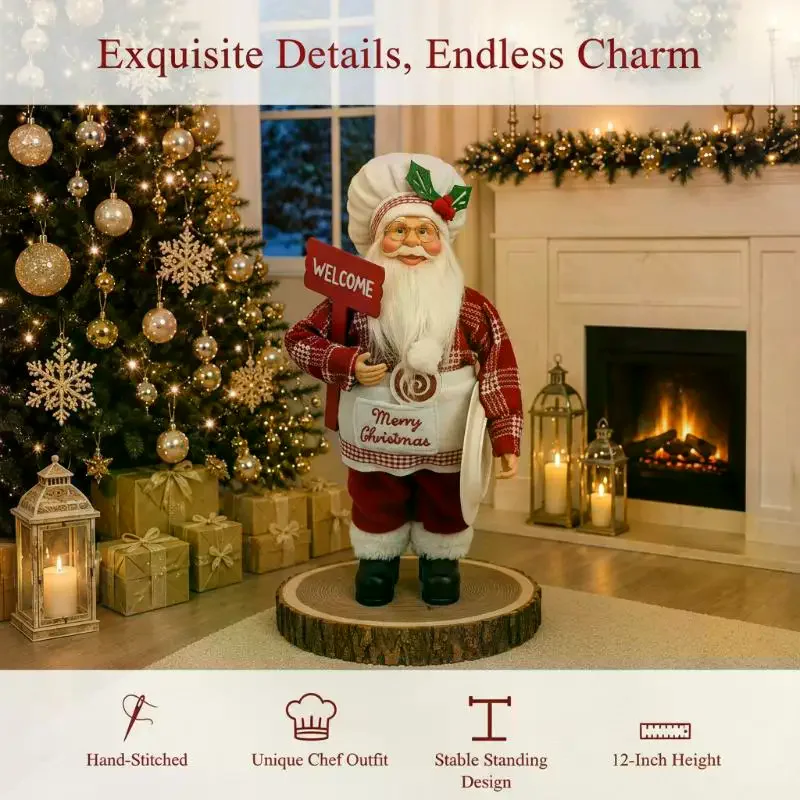 Christmas Santa Claus Figurines Assorted Outfits Perfect For Xmas Home Party Fireplace Tabletop Decoration