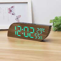 Digital Mirror Surface Alarm Clock 2Levels Brightness LED Alarm Clock Snooze Function Temperature Humidity Display Digital Clock