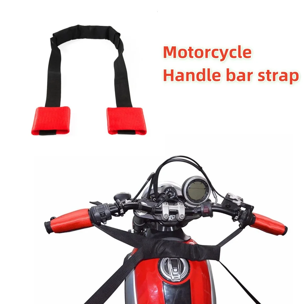 For Motorcycle Motorbike Handlebar Bar Support Strap Secure Bike During Transit Handlebar Tie-Down Strap Short Harness Red