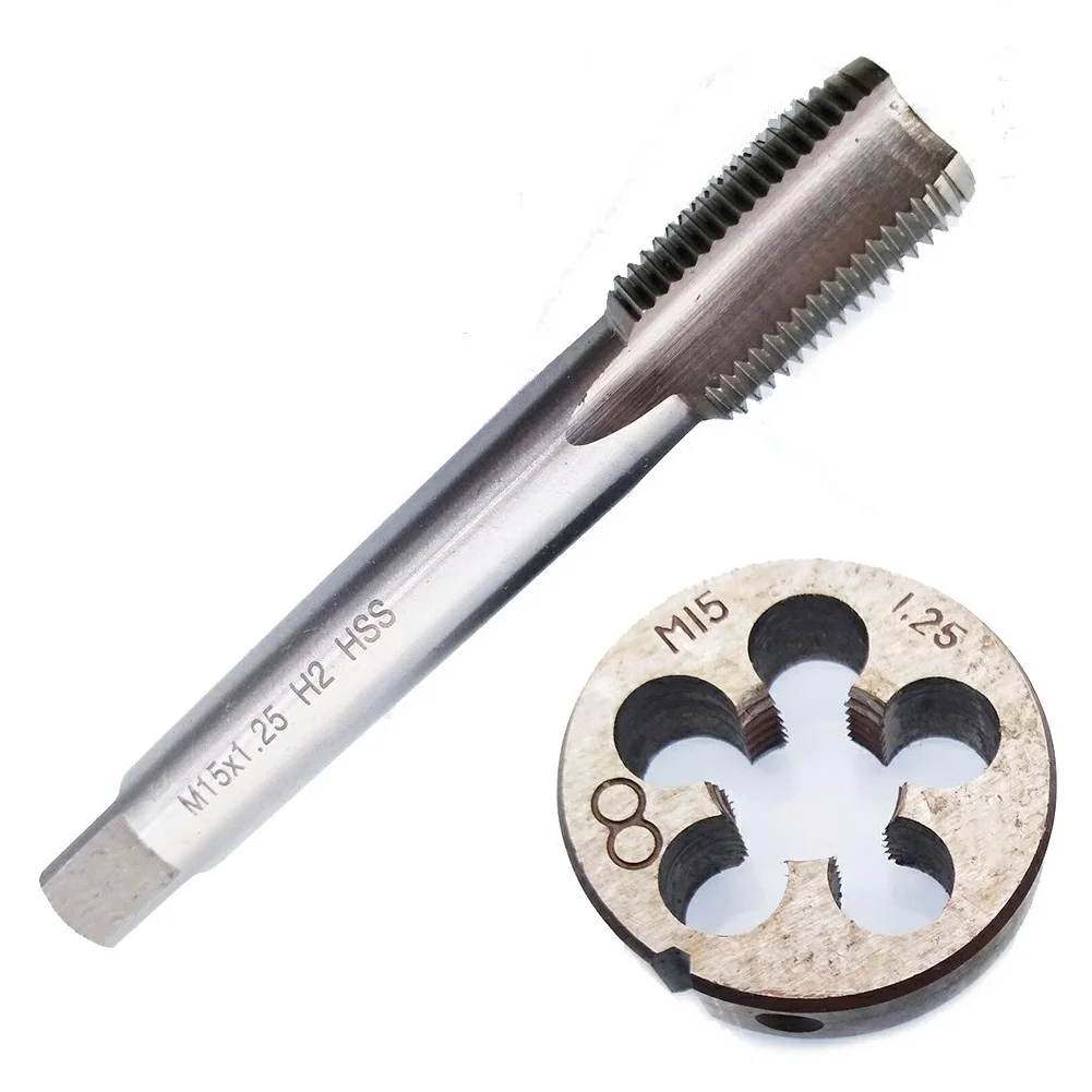 

M15x1,25 мм Набор метрических метчиков и штампов из быстрорежущей стали, правая машина, набор метчиков с прямой рифленой резьбой, метрические сверла, ручные инструменты