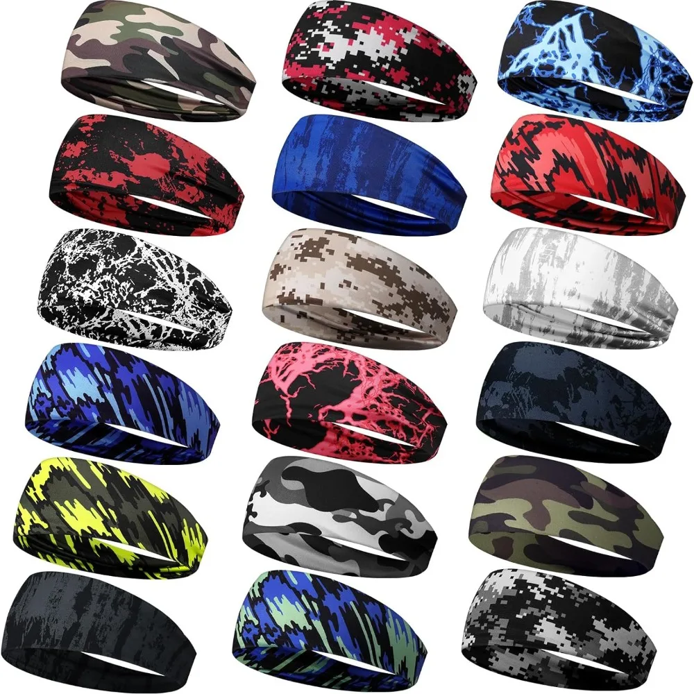 Camouflage Print Headband New Sweatband Elastic Headwrap Extra Large Fashion Yoga Hair Band for Gym Fitness Running