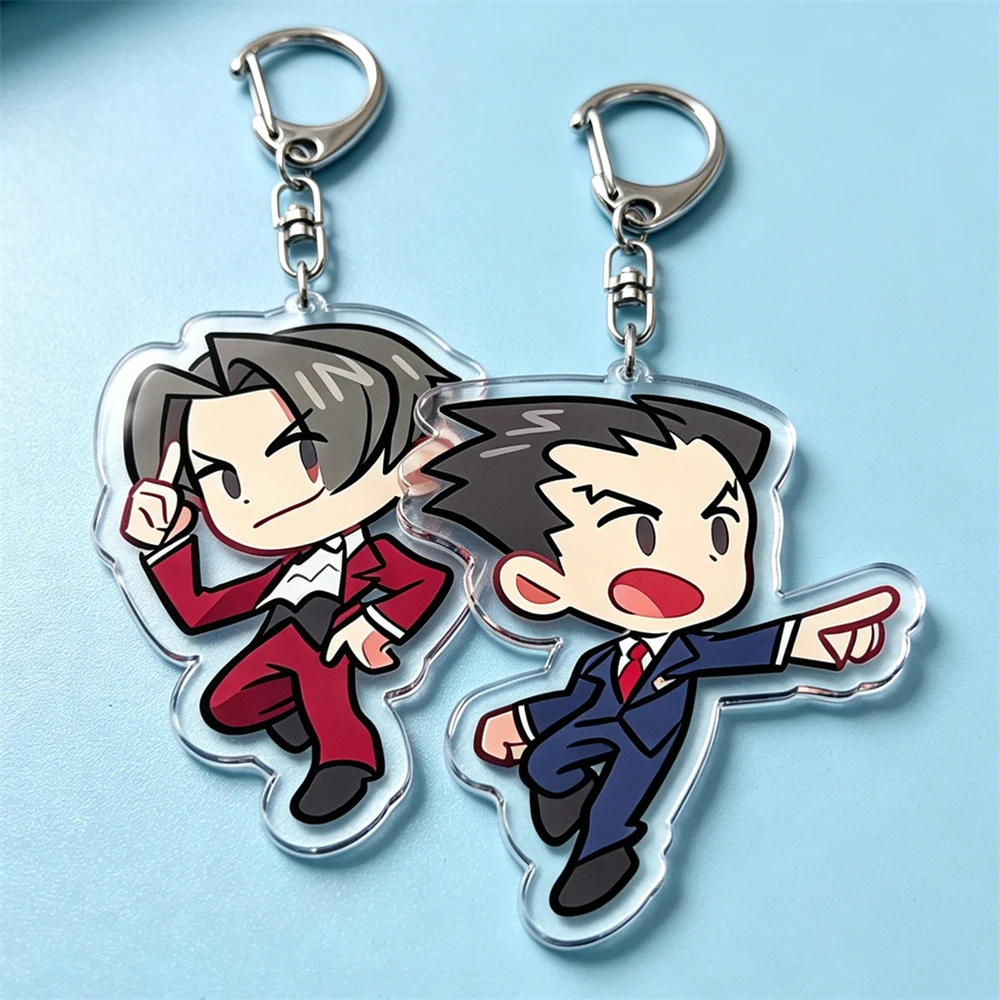 Брелоки Ace Attorney Chibis для аксессуаров и украшений: Феникс Райт, Майлз Эджворт, Обжект, Аполло Джастис – подарки для фанатов