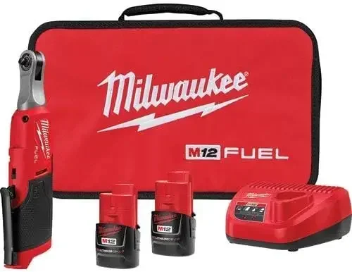 Milwaukee 2566-22 M12 FUEL ลิเธียมไอออนไร้แปรงถ่าน 1/4 นิ้ว ชุดวงล้อความเร็วสูงไร้สายพร้อมแบตเตอรี่ 2 ก้อน (2 Ah)