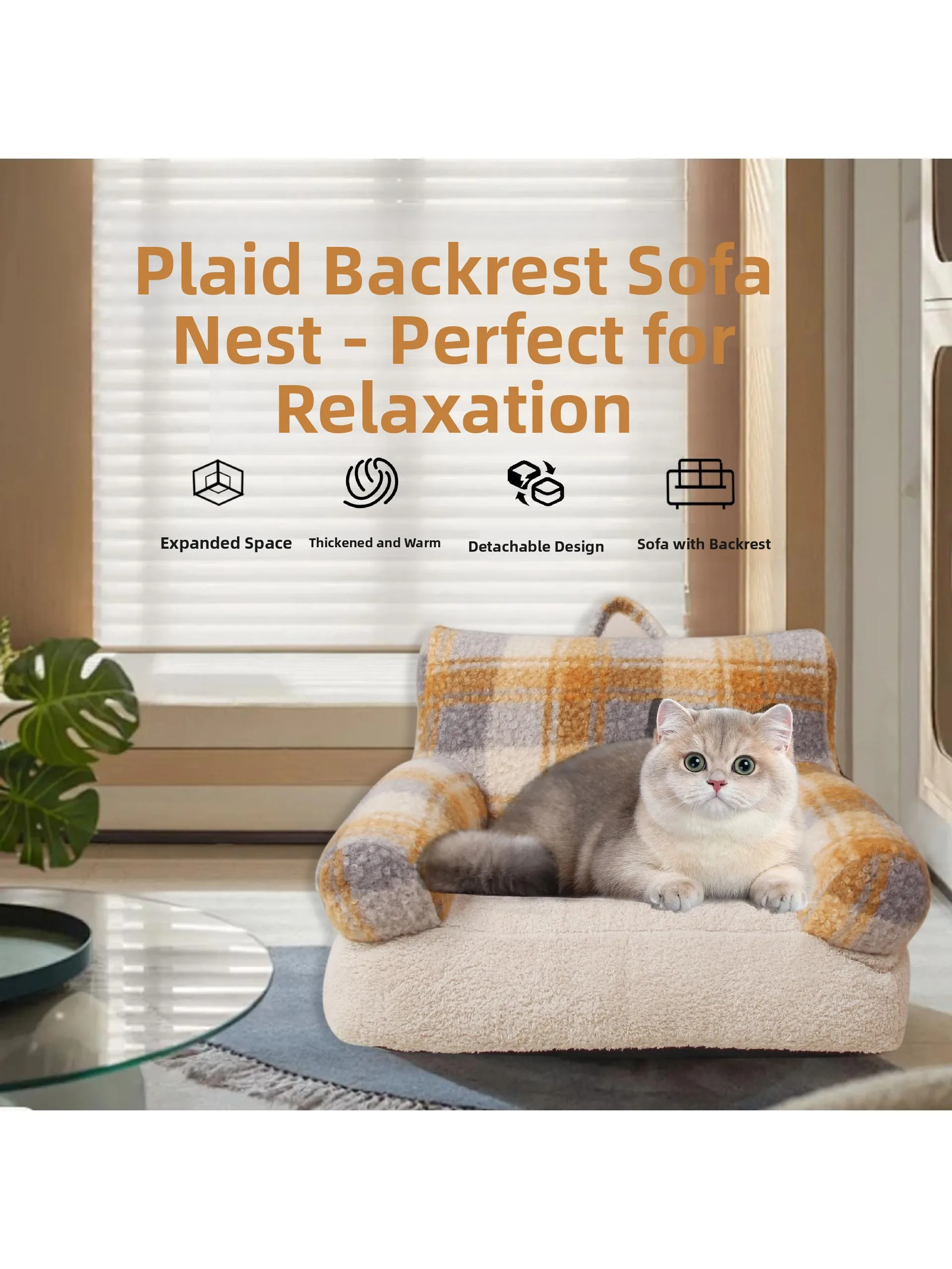 new-large-plush-pet-bed-winter-warm-detachable-cover-sofa-couch-grid-design-thickened-cuddly-pet-nest-for-cats-and-dogs