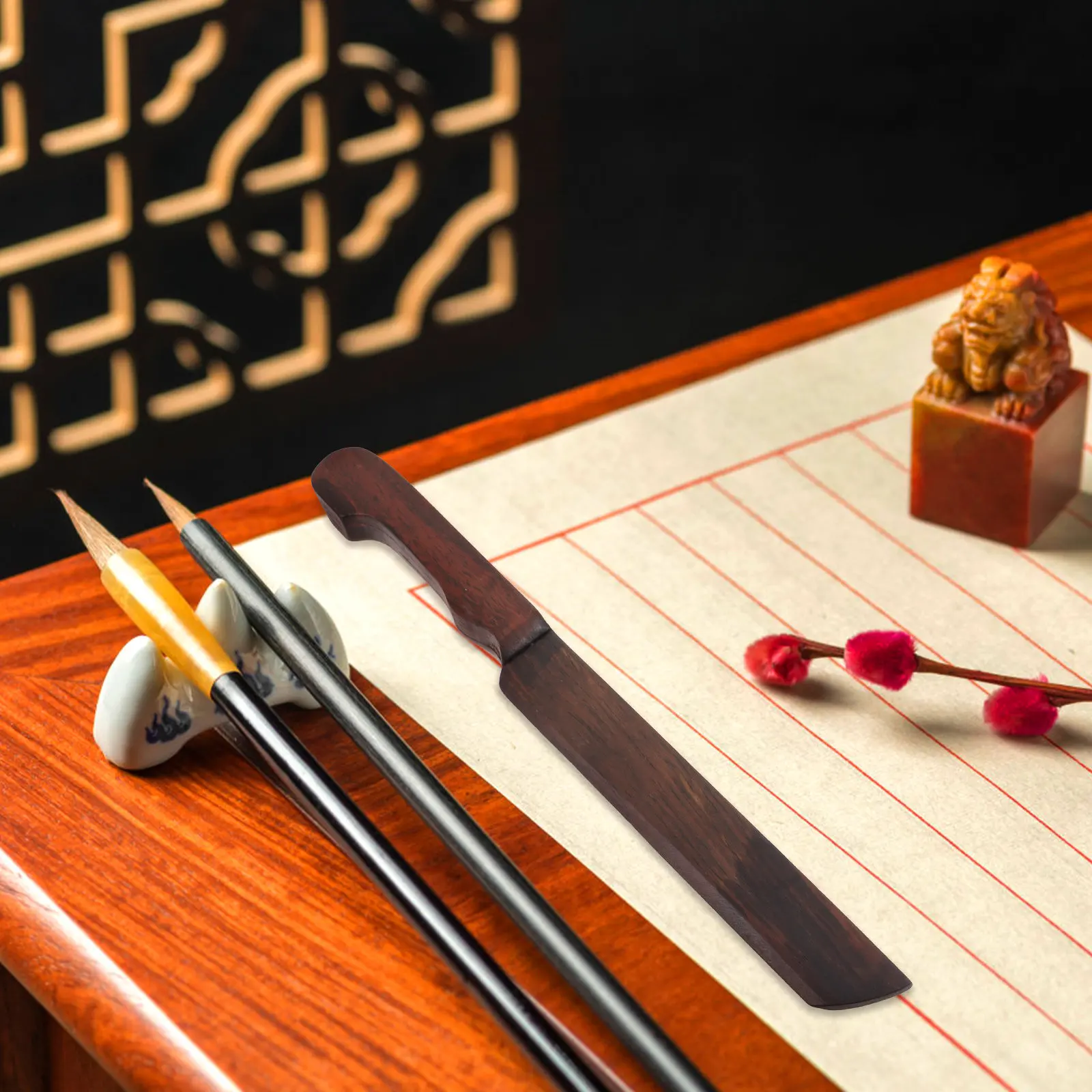 

Wooden Cutters for Paper Letters Envelopes Chinese Art Design Rice Paper Cutter Office Supply Mail Opening Tool