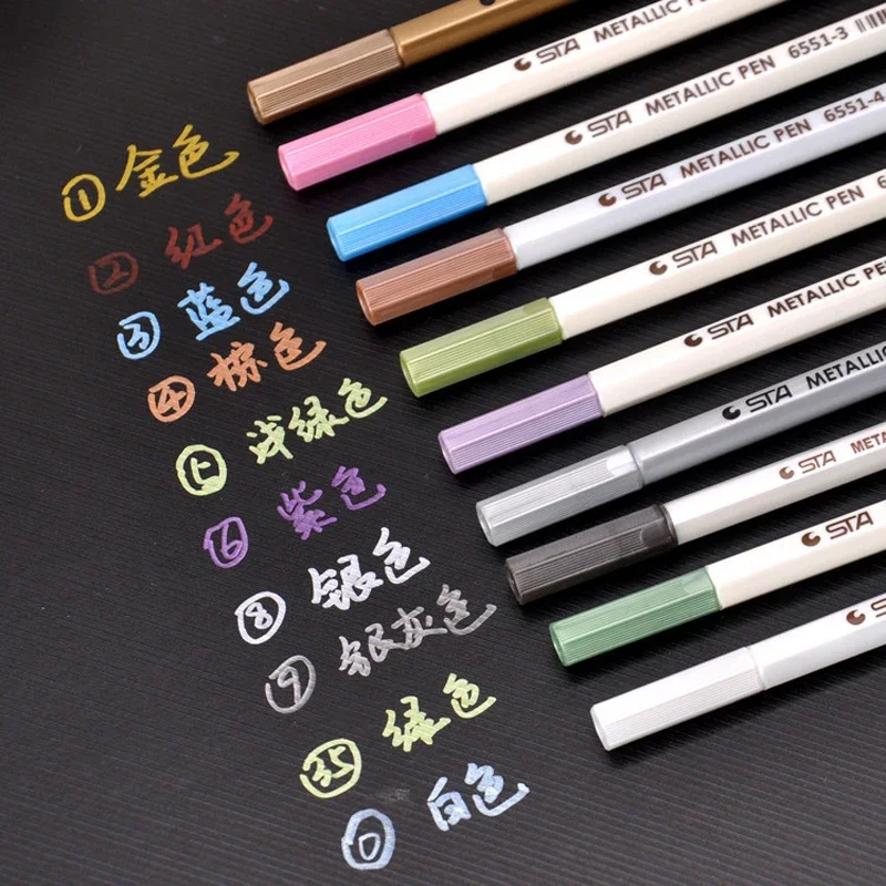 10pcs Color Metallic Marker Pen For Graffiti Drawing DIY Photo Album Scrapbooking Crafts Card Making