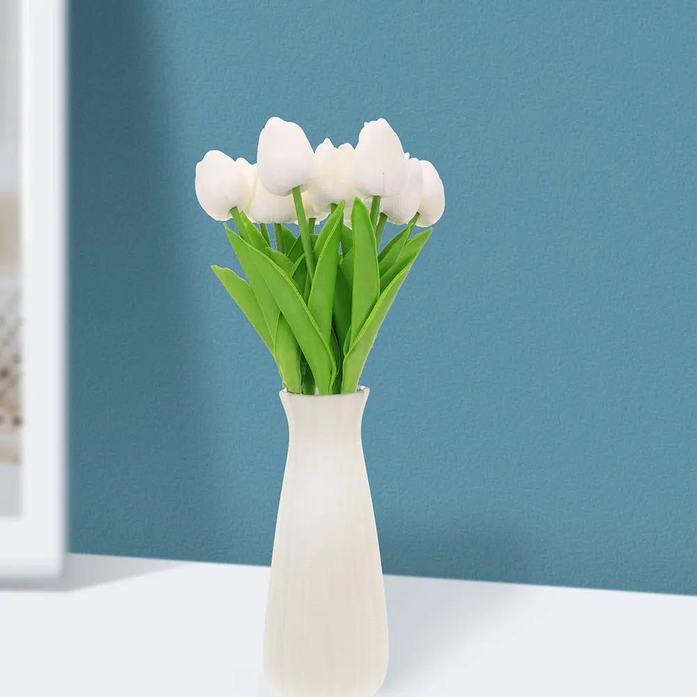 

8Pcs PU Artificial Tulips Bouquet Real Touch Lifelike Fake Flowers for Home Bedroom Wedding Vase Decoration Centerpiece