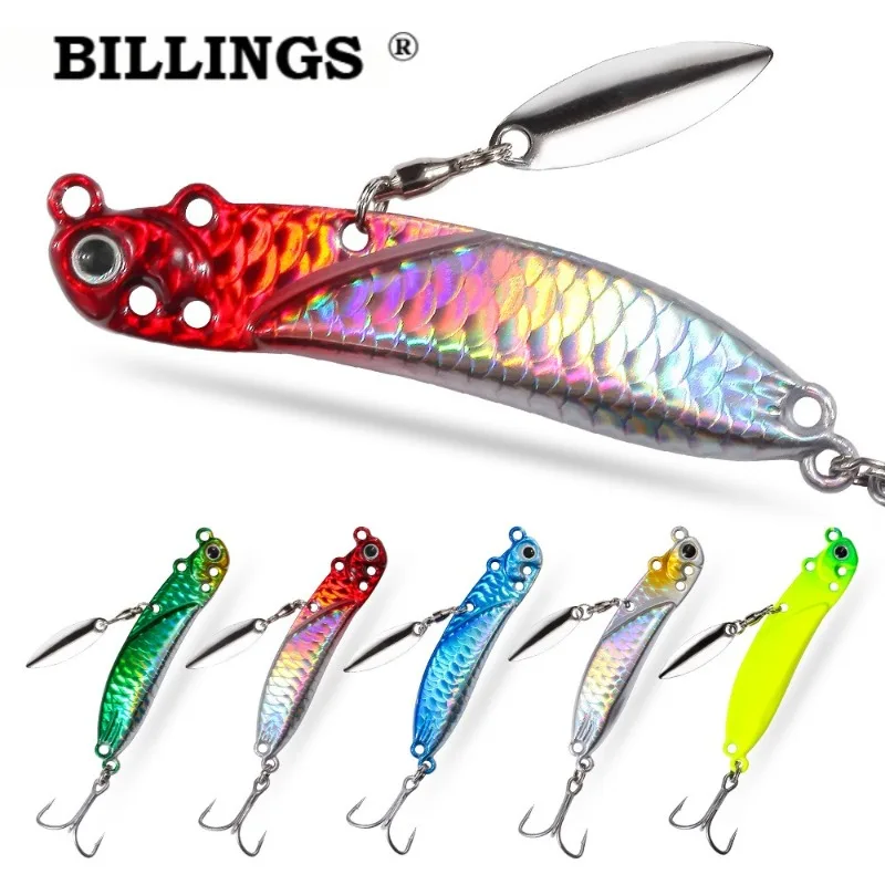BILLINGS 1 Stück Langwurf-Köder Metall-Spinnerbait Vib-Style Bionischer Fischköder Salzwasser-Angeln, Black Bass Köder Angelköder