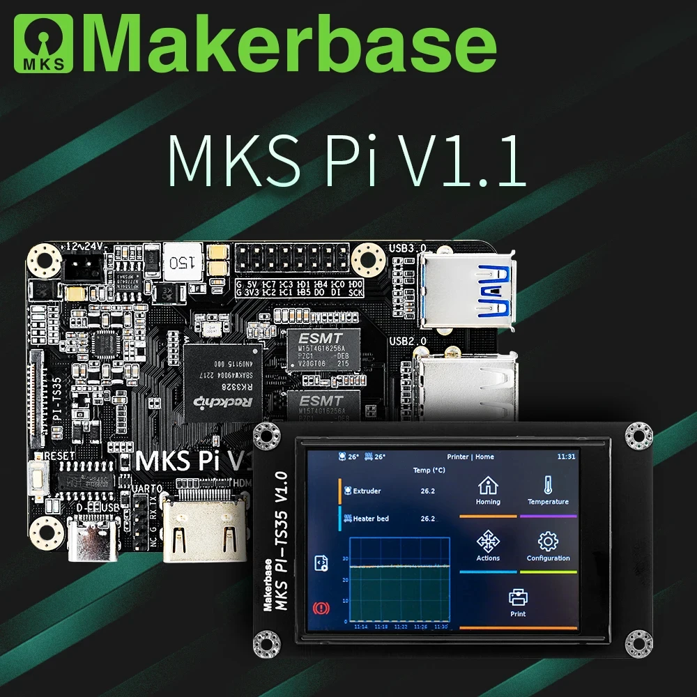 Imagem -02 - Makerbase-mks pi Placa Quad-core 64bits Soc Onboard Klipper 3.5 Tela Sensível ao Toque para Voron vs Raspberry pi Placa Raspi