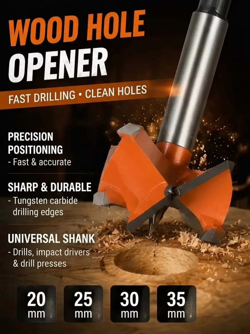 A set of sharp and durable wood hole saws for faster and more precise drilling during home renovation