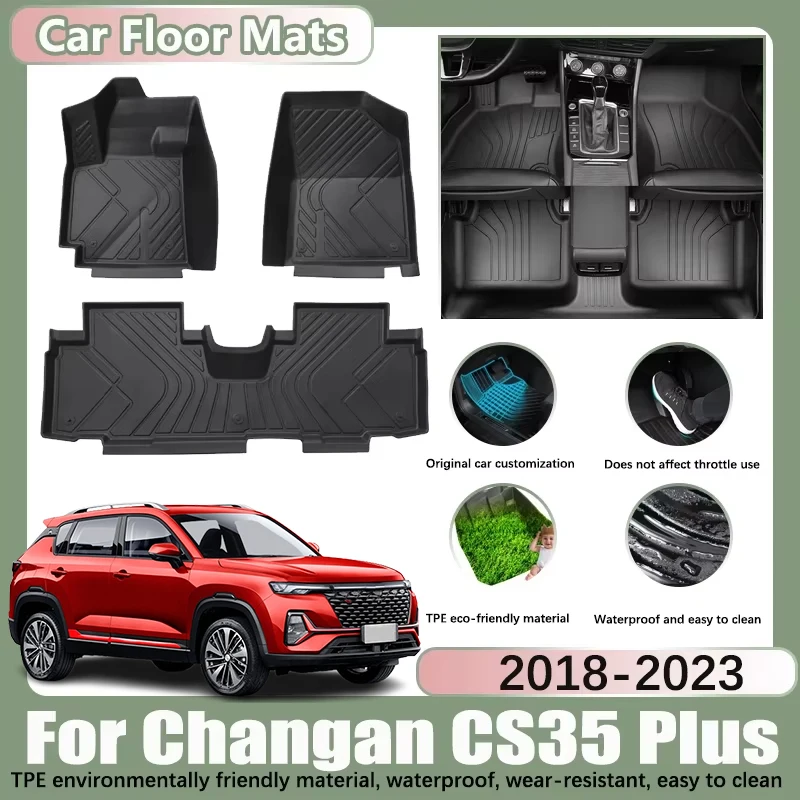 

LHD Car Floor Mats for Changan CS35 Plus 2018-2023 2019 2020 2021 TPE Tray Car Waterproof Foot Pads Custom Liner Mat Accessories