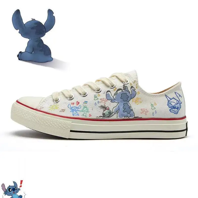 Disney Lilo & Stitch Canvas Shoes 2023 New Couple Sport Shoes Women Print Sneakers Men Tennis Shoes Adult Casual Running Shoes