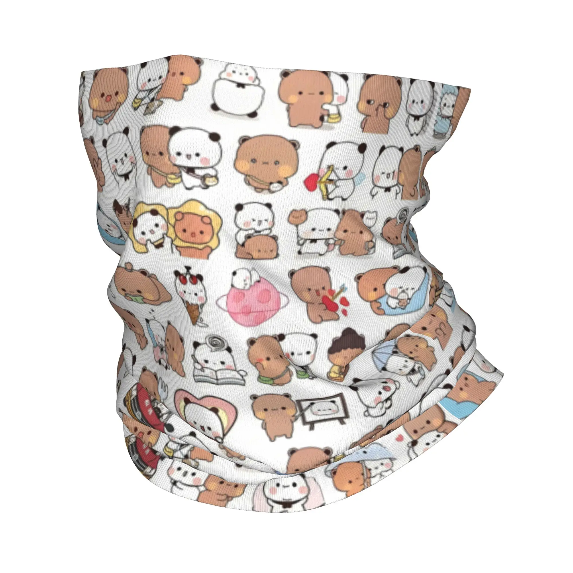 Pañuelo personalizado con dibujo de oso, melocotón y Goma Bubu Dudu, calentador de cuello para hombres y mujeres, bufanda de tubo de esquí de invierno, polaina, cubierta facial de Panda de Anime
