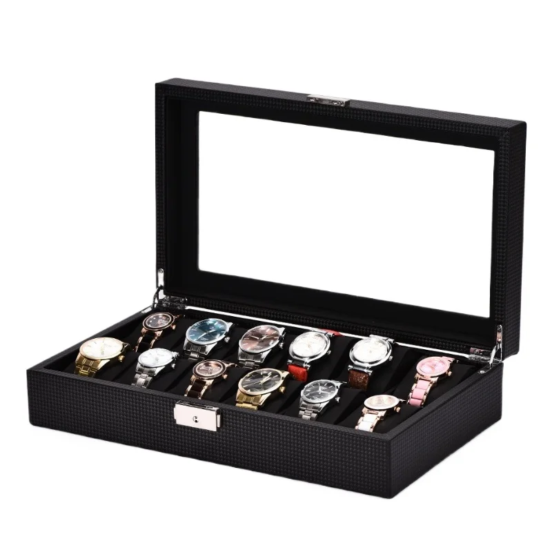 12 Slots Watch Box Portable Watches Storage Case Luxury Wrist Watch Storages Boxes Large Capacity Watches Organizer Container