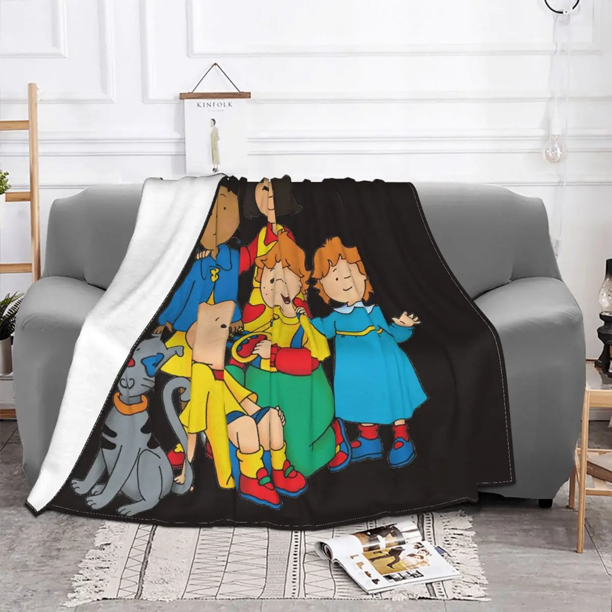 Caillou Family Anime Cartoon Blanket Flannel All Season Breathable Lightweight Thin Throw Blanket for Home Couch Quilt