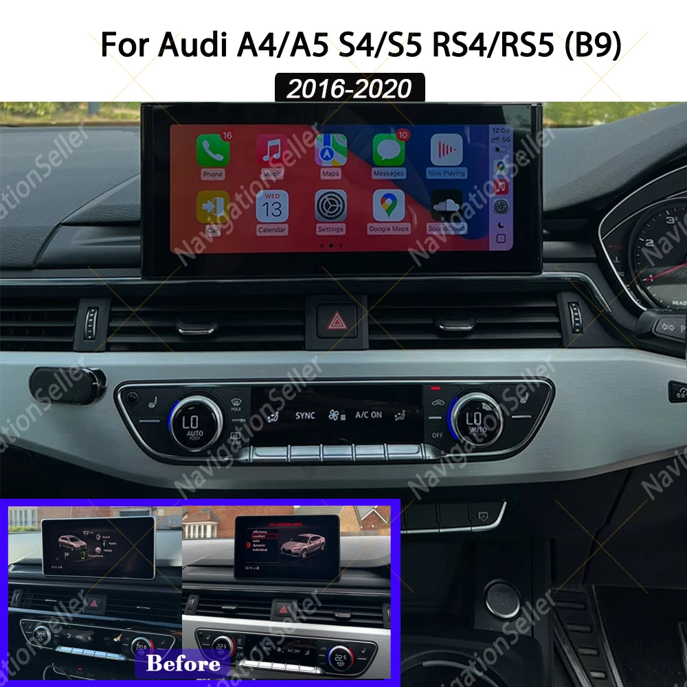 

Android Auto Screen For Audi MIB2 Carplay A4 A5 S4 S5 RS4 RS5 B9 2016-2020 Radio Bluetooth Navigation Multimedia Audio Video Gps