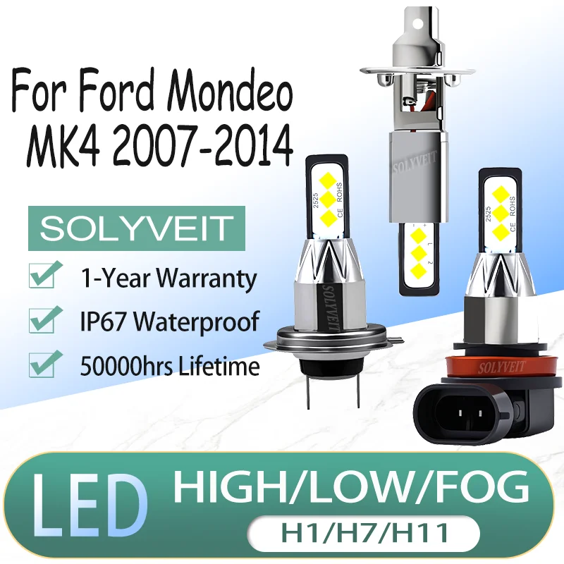 

Year-Round Steady Light H1 H7 H11 HIGH LOW FOG LED Headlights For Ford Mondeo MK4 2007 2008 2009 2010 2011 2012 2013 2014