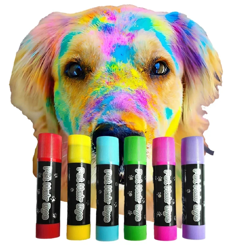 6pcs Temporary Pet Hair Color Dye Markers Dogs Cat Horses Animals Washable Remove Pet Grooming Pen Rotating Easy Application