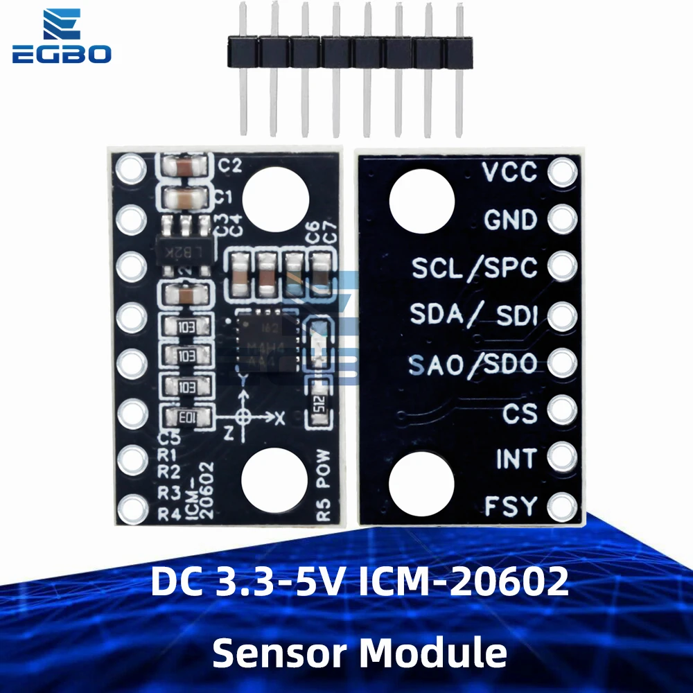 DC 3,3–5 V ICM-20602 Sensormodul – Hochpräzises, geräuscharmes Sechs-Achsen-Gyroskop und Beschleunigungsmesser-Modul kompatibel