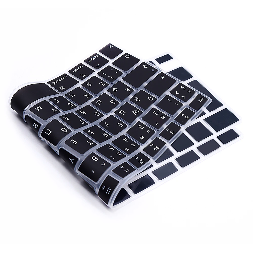 Cubierta de teclado a prueba de agua para Macbook Air 13, 2019, 2020, A2179, A1932, A2337, ID táctil, inglés, ruso, español, hebreo, EE. UU./UE