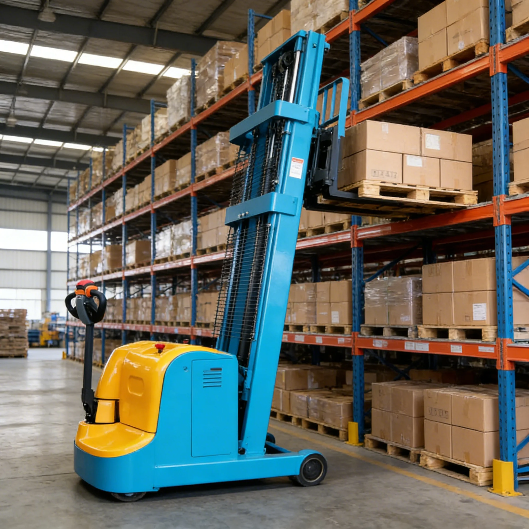

High Lift Electric Stacker 1.5T 3.5m Reach Professional Grade Warehouse Equipment For High Level Stacking