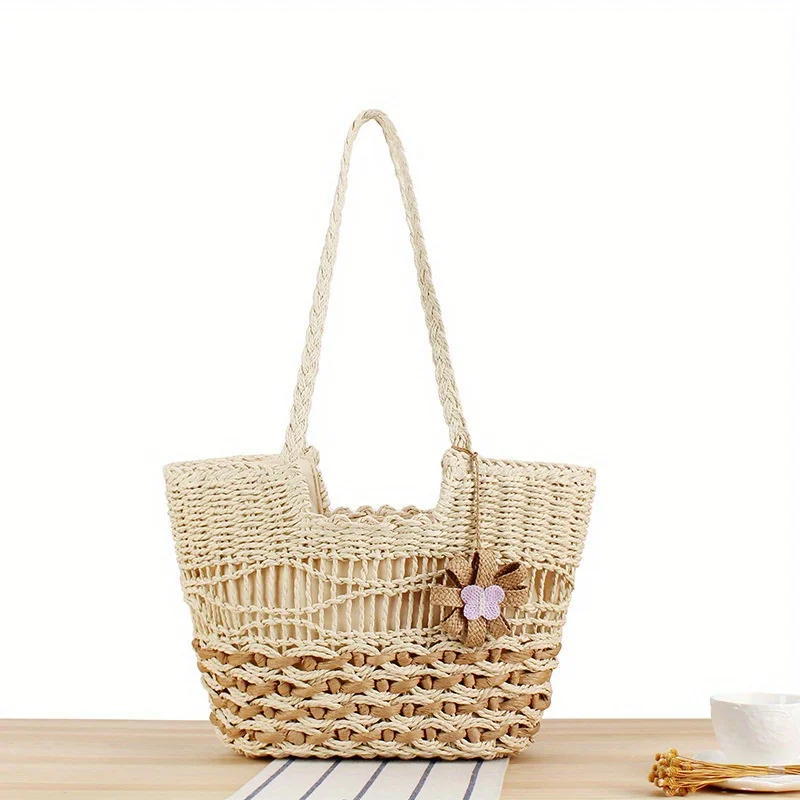 

Bohemian style handmade woven bag, beach tourism straw woven bag, large capacity commuting bag