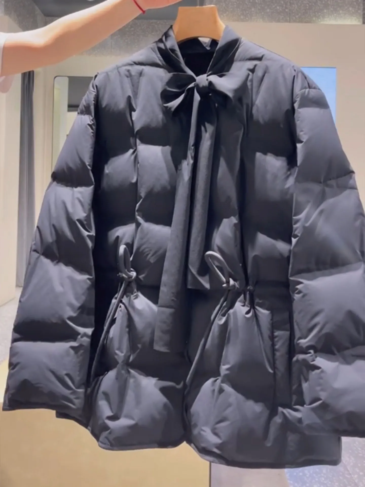 

Свободное женское пуховое пальто Bla Dstring на талии, новое зимнее пальто-пуховик Regular Fit для поездок на работу, полиэфирное волокно