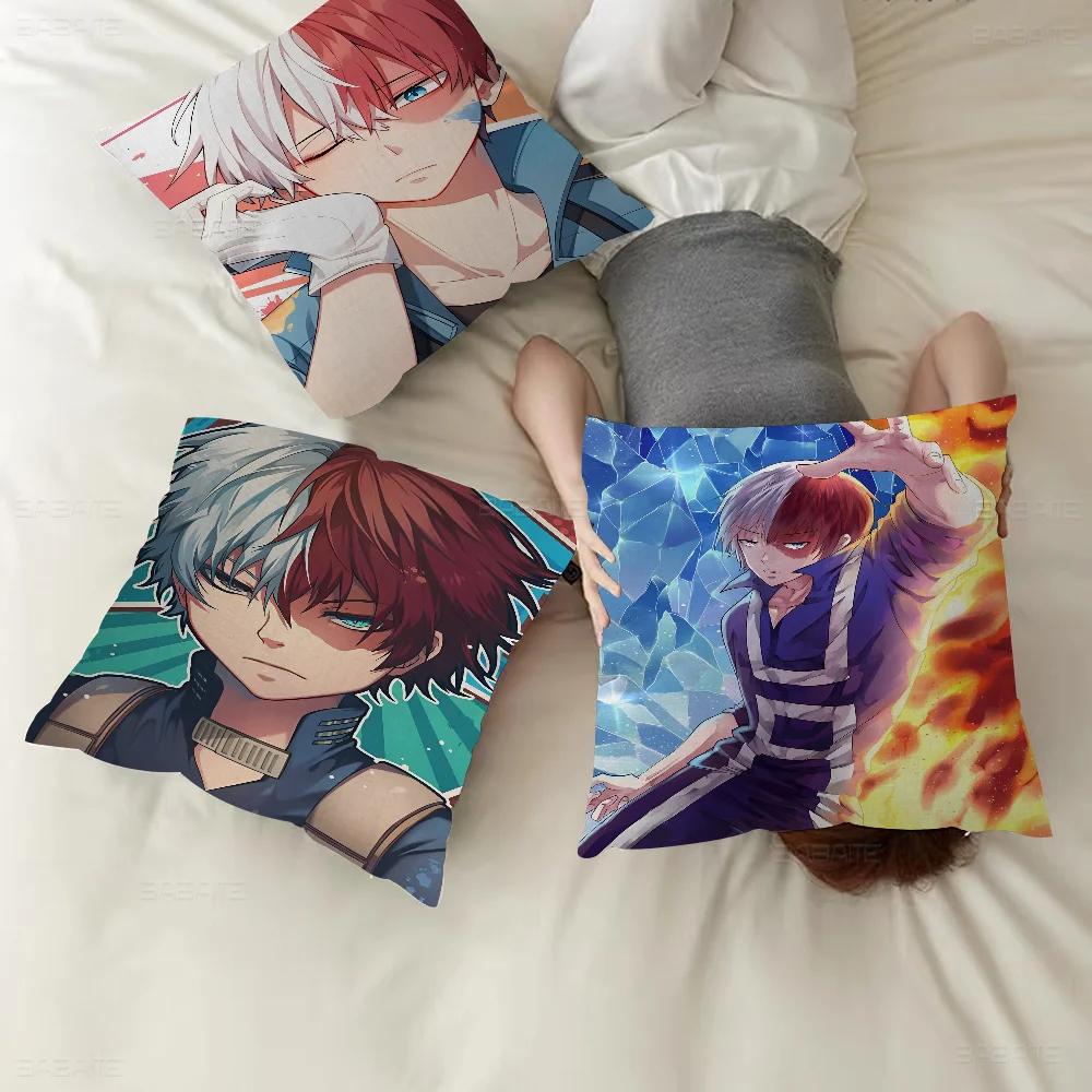 

Hero Academia Shoto Pillow Covers Cartoon Sofa Decorative Home Double-sided Printing Short Plush Cute Cushion Cover